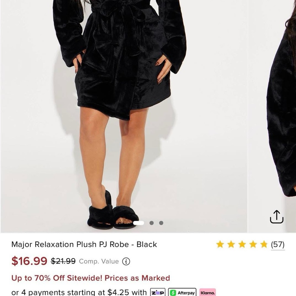 Black Plush PJ Robe